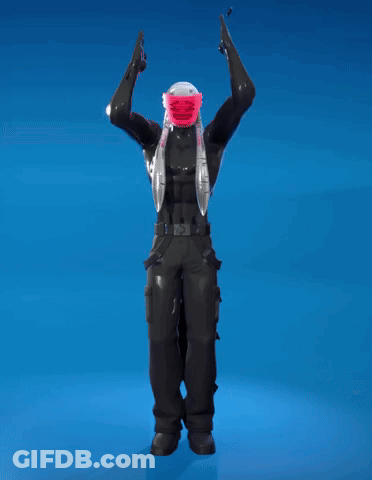 A Man With A Pink Mask On His Head Stands With His Arms Outstretched GIF