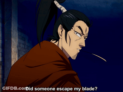 A Man With A Ponytail Is Asking Did Someone Escape His Blade GIF