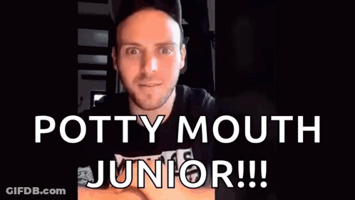 A Man With A Potty Mouth Junior Written On His Face GIF