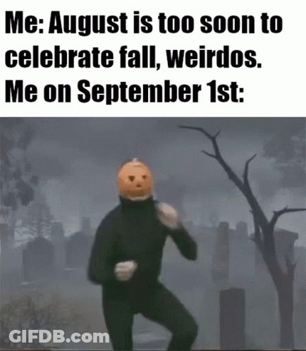 A Man With A Pumpkin On His Head Is Running In A Cemetery On September 1St . GIF