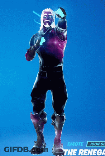 A Man With A Purple Galaxy On His Chest Is Standing In Front Of A Blue Background That Says Emote Icon Set The Renegade GIF