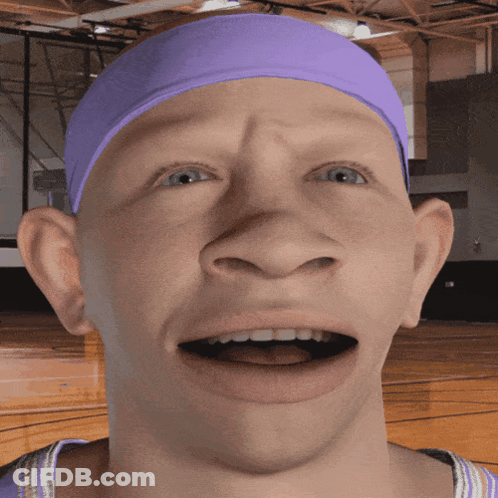 A Man With A Purple Headband On His Head GIF
