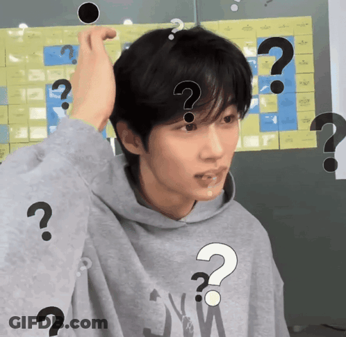 A Man With A Question Mark On His Forehead GIF