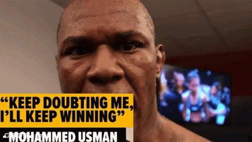 A Man With A Quote From Mohammed Usman On His Face GIF