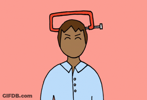 A Man With A Red Clamp On His Head GIF