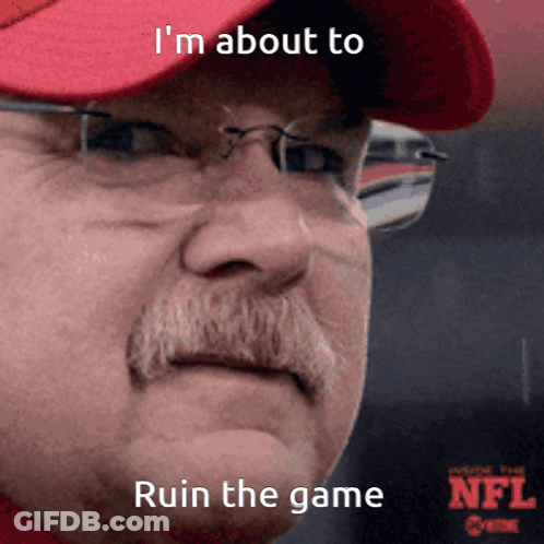 A Man With A Red Hat And Glasses Is About To Ruin The Game GIF
