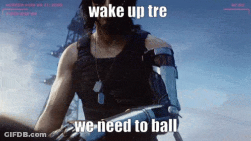 A Man With A Robot Arm Says Wake Up Tre We Need To Ball In A Video Game GIF