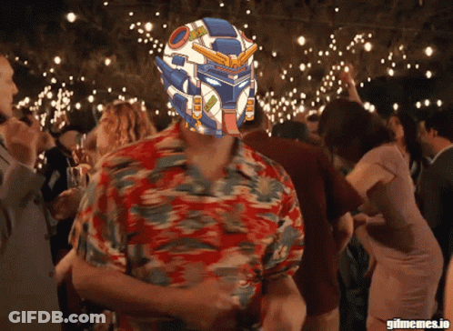 Man With Robot Helmet Dancing GIF