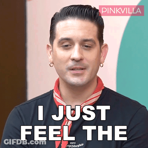 A Man With A Scarf Around His Neck Is Saying I Just Feel The GIF