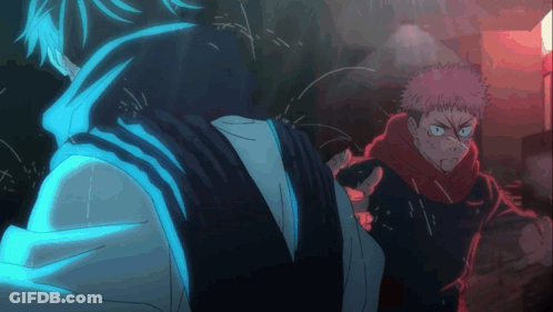 A Man With A Scarf Around His Neck Is Standing Next To Another Man GIF