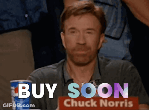 A Man With A Sign That Says Buy Soon Chuck Norris GIF