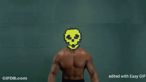 A Man With A Skull On His Face Holds Two Cats GIF