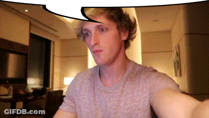 A Man With A Speech Bubble Above His Head Is Sitting In A Room . GIF