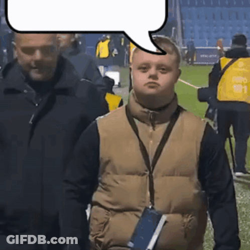 A Man With A Speech Bubble Above His Head That Says ' Hippo ' On It GIF