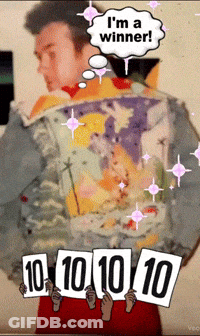 A Man With A Speech Bubble That Says I 'M A Winner On It GIF