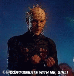 A Man With A Spiked Head Is Saying Do N't Debate With Me Girli GIF