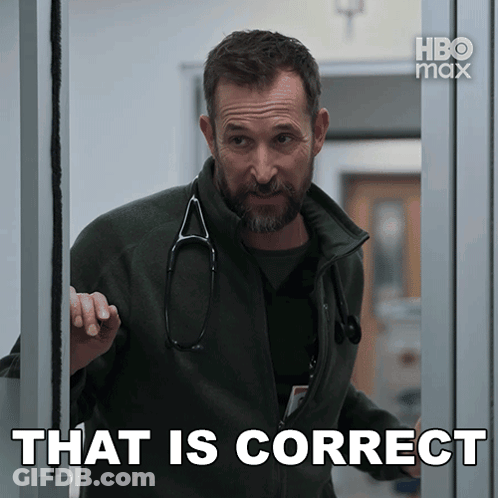 A Man With A Stethoscope Around His Neck And The Words That Is Correct GIF