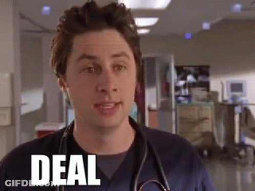 A Man With A Stethoscope Around His Neck Says Deal In A Hospital GIF