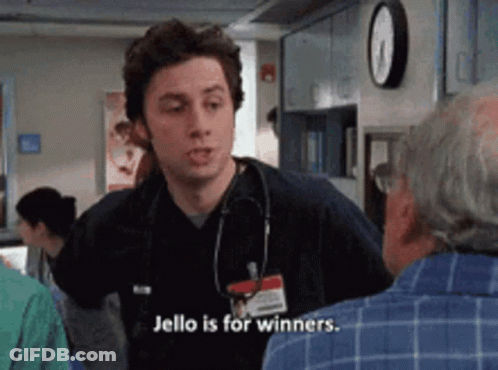 A Man With A Stethoscope Says Jello Is For Winners While Talking To An Older Man GIF