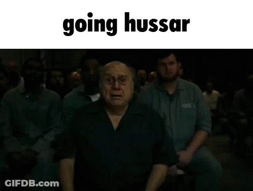 A Man With A Surprised Look On His Face And The Words Going Hussar Oh My God On The Bottom GIF