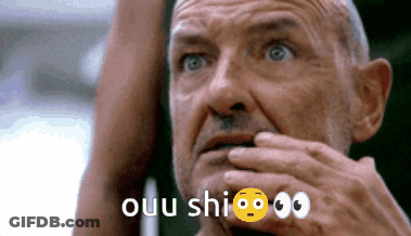 A Man With A Surprised Look On His Face And The Words Ouu Shi Written On The Bottom GIF