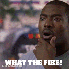 A Man With A Surprised Look On His Face And The Words What The Fire GIF