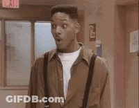 A Man With A Surprised Look On His Face Is Standing In A Hallway With The Word Rad Written On The Bottom . GIF