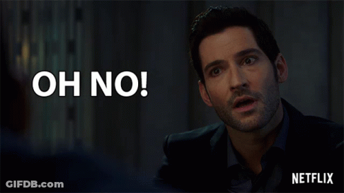 A Man With A Surprised Look On His Face Says " Oh No " In White Letters GIF
