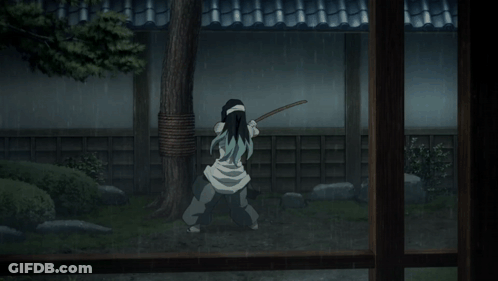 A Man With A Sword Is Standing Next To A Woman With A Ponytail GIF
