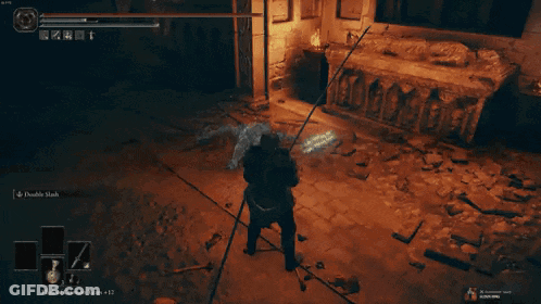 A Man With A Sword Stands In Front Of A Sign That Says " We 'Re So Back " GIF