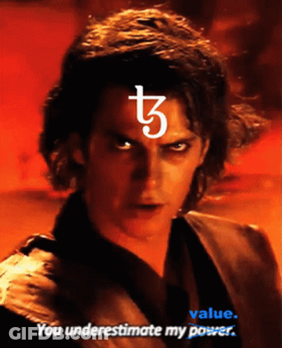 A Man With A T3 Symbol On His Forehead And The Words " You Underestimate My Power " Below Him GIF