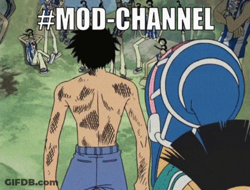 A Man With A Tattoo On His Back Is Standing In Front Of A Group Of People With #Mod-Channel Written Above Him GIF