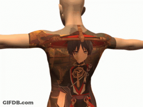 A Man With A Tattoo On His Back Of A Boy With A Hat GIF