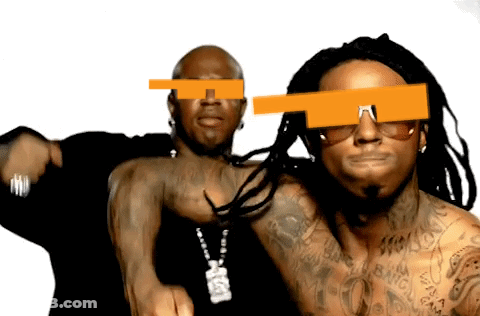 A Man With A Tattoo On His Chest Stands Next To Another Man With Sunglasses On GIF