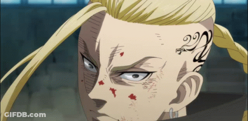 A Man With A Tattoo On His Forehead That Says 22 GIF