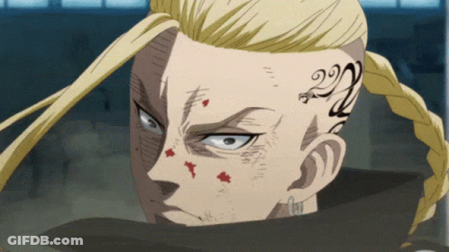 A Man With A Tattoo On His Forehead That Says ' 22 ' GIF