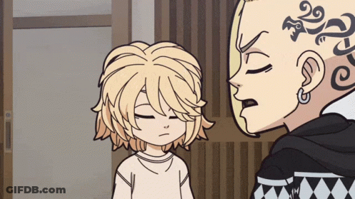 A Man With A Tattoo On His Head Talks To A Girl GIF