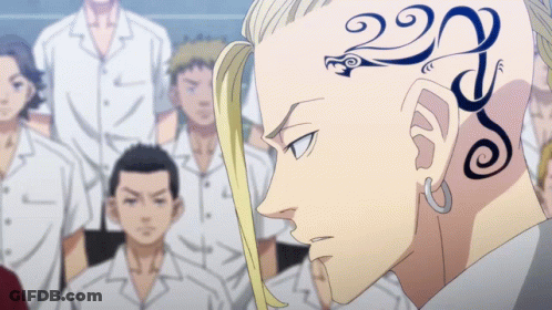 A Man With A Tattoo On His Head That Says ' 222 ' GIF