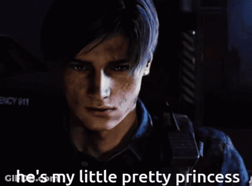 A Man With A Tattoo On His Neck Says He 'S My Little Pretty Princess In A Dark Room GIF