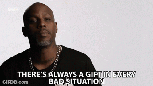 A Man With A Tattoo On His Neck Says There 'S Always A Gift In Every Bad Situation GIF
