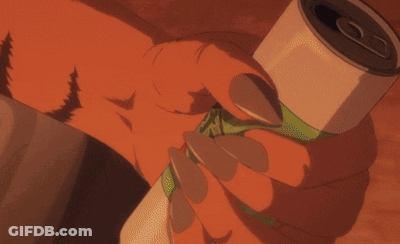 A Man With A Tiger Face Is Holding A Can Of Soda GIF