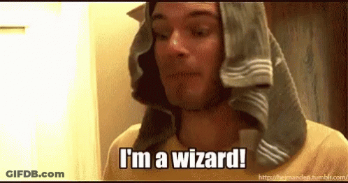 A Man With A Towel Wrapped Around His Head Says `` I 'M A Wizard '' . GIF