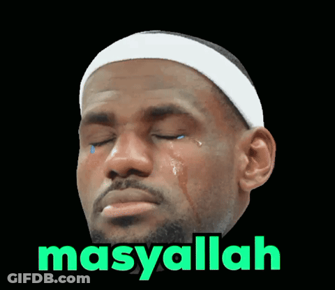 A Man With A White Headband Is Crying And The Word Masyallah Is Written Above Him GIF