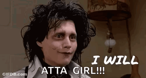 A Man With A Wig On Says `` I Will Atta Girl !!! '' . GIF