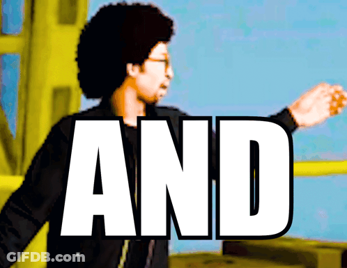 A Man With An Afro Stands In Front Of A Sign That Says And GIF