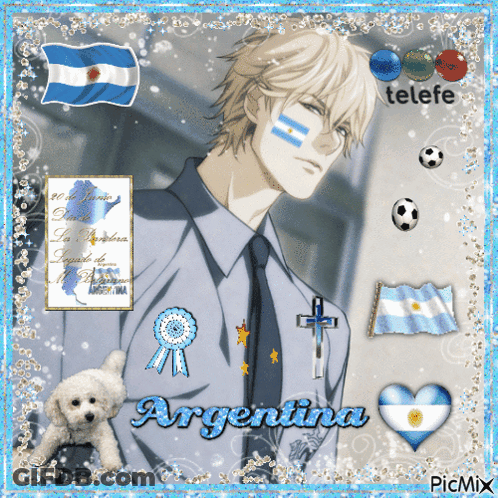 A Man With Argentina Written On His Shirt GIF