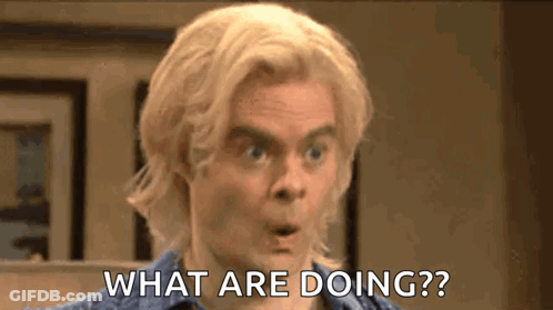 A Man With Blonde Hair Is Making A Surprised Face And Says What Are Doing ? GIF