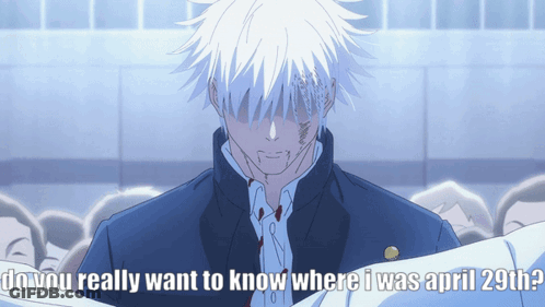 A Man With Blood On His Face And The Words " Do You Really Want To Know Where I Was April 29Th " On The Bottom GIF