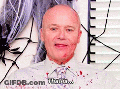 A Man With Blood On His Shirt And Tie Says " That Is " GIF
