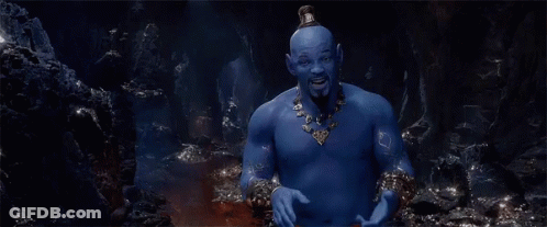 A Man With Blue Skin Is Sitting In A Cave . GIF